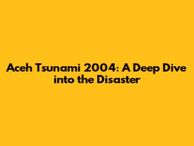 Aceh Tsunami 2004: A Deep Dive into the Disaster