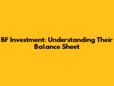 BF Investment: Understanding Their Balance Sheet