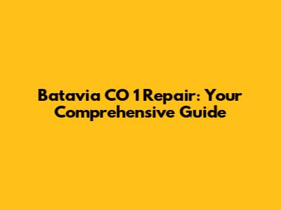 Batavia CO 1 Repair: Your Comprehensive Guide