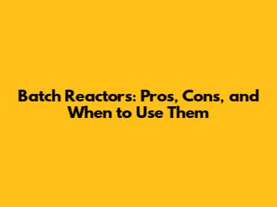 Batch Reactors: Pros, Cons, and When to Use Them