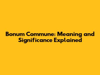 Bonum Commune: Meaning and Significance Explained