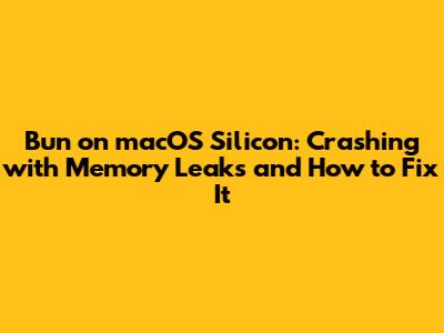 Bun on macOS Silicon: Crashing with Memory Leaks and How to Fix It