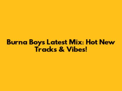 Burna Boy's Latest Mix: Hot New Tracks & Vibes!