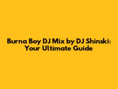Burna Boy DJ Mix by DJ Shinski: Your Ultimate Guide