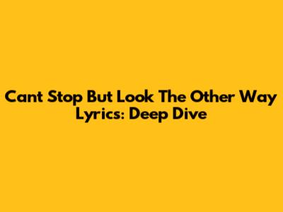 Can't Stop But Look The Other Way Lyrics: Deep Dive
