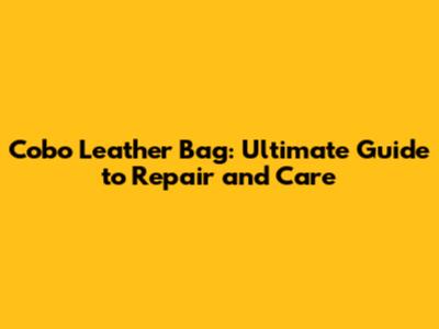 Cobo Leather Bag: Ultimate Guide to Repair and Care