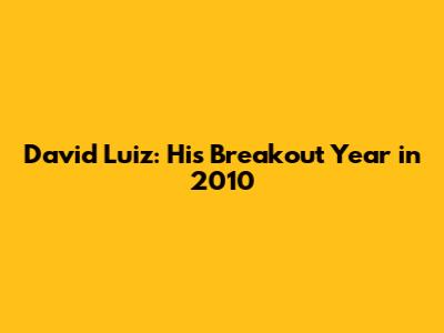 David Luiz: His Breakout Year in 2010