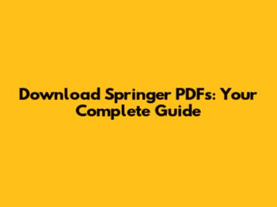 Download Springer PDFs: Your Complete Guide