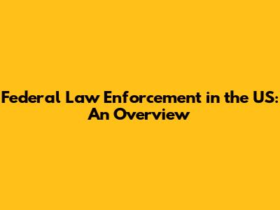 Federal Law Enforcement in the US: An Overview