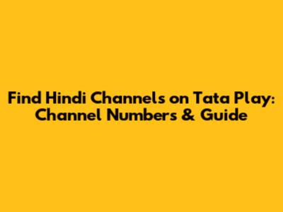 Find Hindi Channels on Tata Play: Channel Numbers & Guide