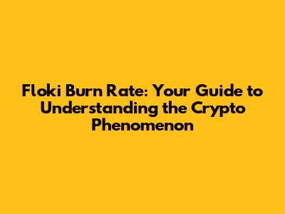 Floki Burn Rate: Your Guide to Understanding the Crypto Phenomenon