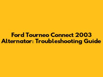 Ford Tourneo Connect 2003 Alternator: Troubleshooting Guide