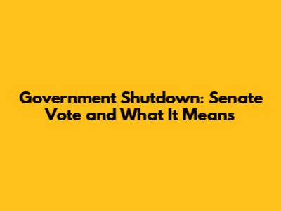 Government Shutdown: Senate Vote and What It Means
