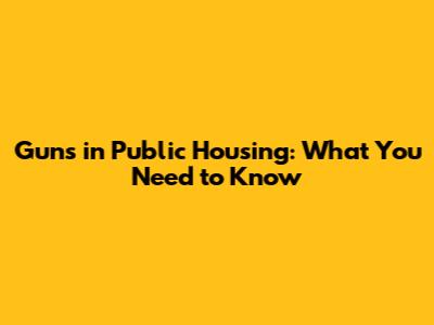 Guns in Public Housing: What You Need to Know