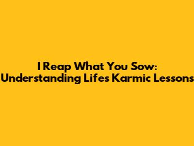 I Reap What You Sow: Understanding Life's Karmic Lessons
