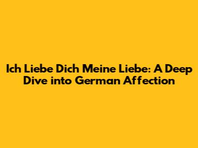 Ich Liebe Dich Meine Liebe: A Deep Dive into German Affection