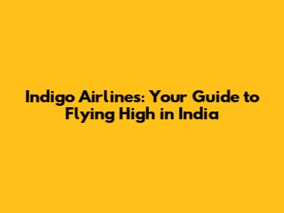 Indigo Airlines: Your Guide to Flying High in India