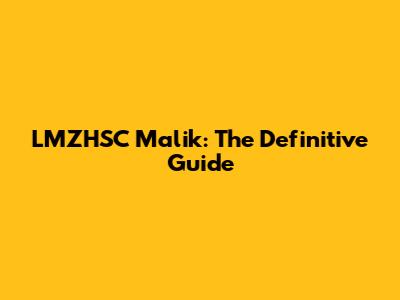 LMZHSC Malik: The Definitive Guide