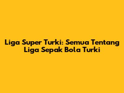 Liga Super Turki: Semua Tentang Liga Sepak Bola Turki