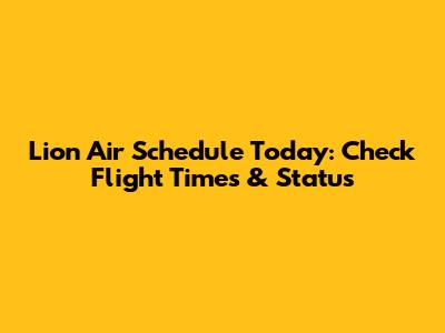 Lion Air Schedule Today: Check Flight Times & Status