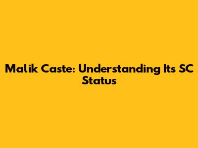 Malik Caste: Understanding Its SC Status