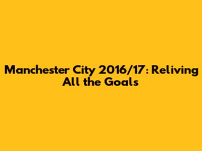 Manchester City 2016/17: Reliving All the Goals