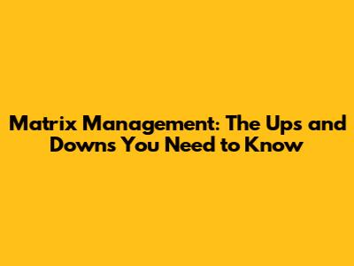 Matrix Management: The Ups and Downs You Need to Know