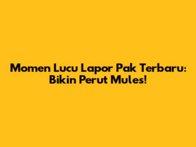 Momen Lucu Lapor Pak Terbaru: Bikin Perut Mules!