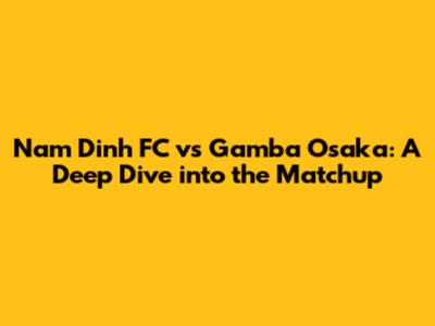 Nam Dinh FC vs Gamba Osaka: A Deep Dive into the Matchup