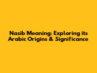 Nasib Meaning: Exploring its Arabic Origins & Significance