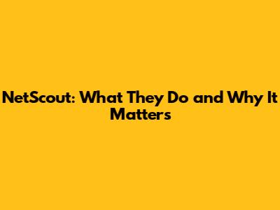 NetScout: What They Do and Why It Matters