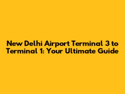 New Delhi Airport Terminal 3 to Terminal 1: Your Ultimate Guide
