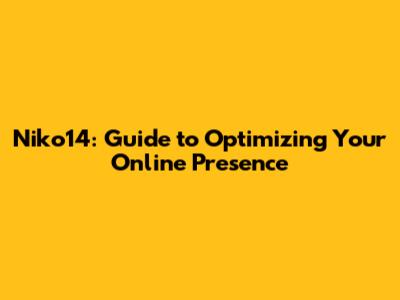 Niko14: Guide to Optimizing Your Online Presence