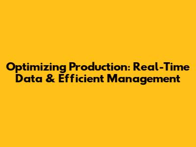 Optimizing Production: Real-Time Data & Efficient Management