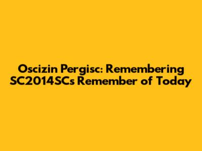 Oscizin Pergisc: Remembering SC2014SC's 'Remember of Today'