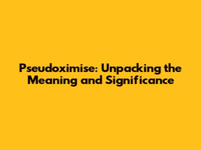 Pseudoximise: Unpacking the Meaning and Significance