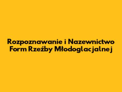 Rozpoznawanie i Nazewnictwo Form Rzeźby Młodoglacjalnej