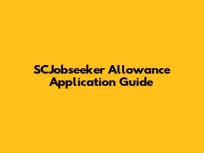 SCJobseeker Allowance Application Guide