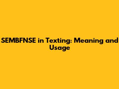 SEMBFNSE in Texting: Meaning and Usage