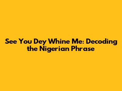 See You Dey Whine Me: Decoding the Nigerian Phrase