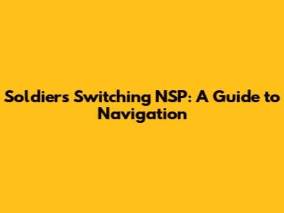 Soldiers Switching NSP: A Guide to Navigation