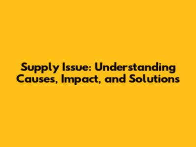 Supply Issue: Understanding Causes, Impact, and Solutions