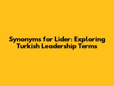 Synonyms for 'Lider': Exploring Turkish Leadership Terms