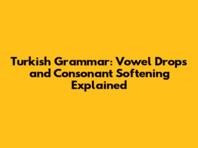 Turkish Grammar: Vowel Drops and Consonant Softening Explained