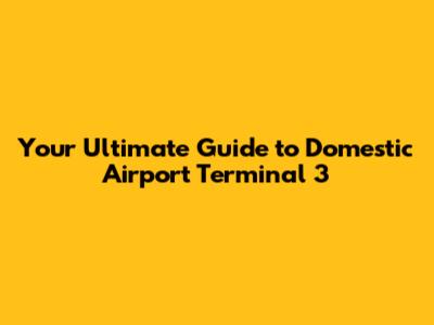 Your Ultimate Guide to Domestic Airport Terminal 3