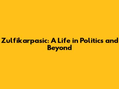 Zulfikarpasic: A Life in Politics and Beyond